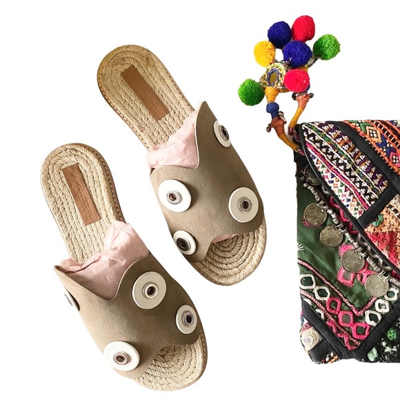 new Mercedes Castillo ☀︎︎ Hardware Detailed Suede Flat Sandals ☀︎︎ Brown 7M 37 - Picture 16 of 17